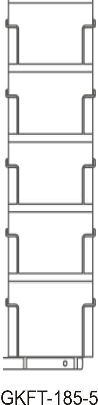 Fachleisten 185 mm, 5 Fächer, 1-reihig, 640 mm,silber